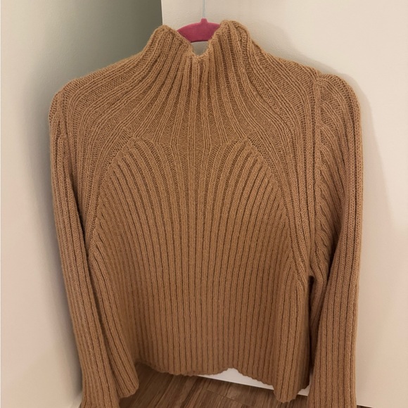 Frankie Shop Tan Ribbed Cowl Turtleneck Sweater - Picture 2 of 3